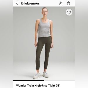 Lululemon Wunder Train 25” in seam leggings- deep olive